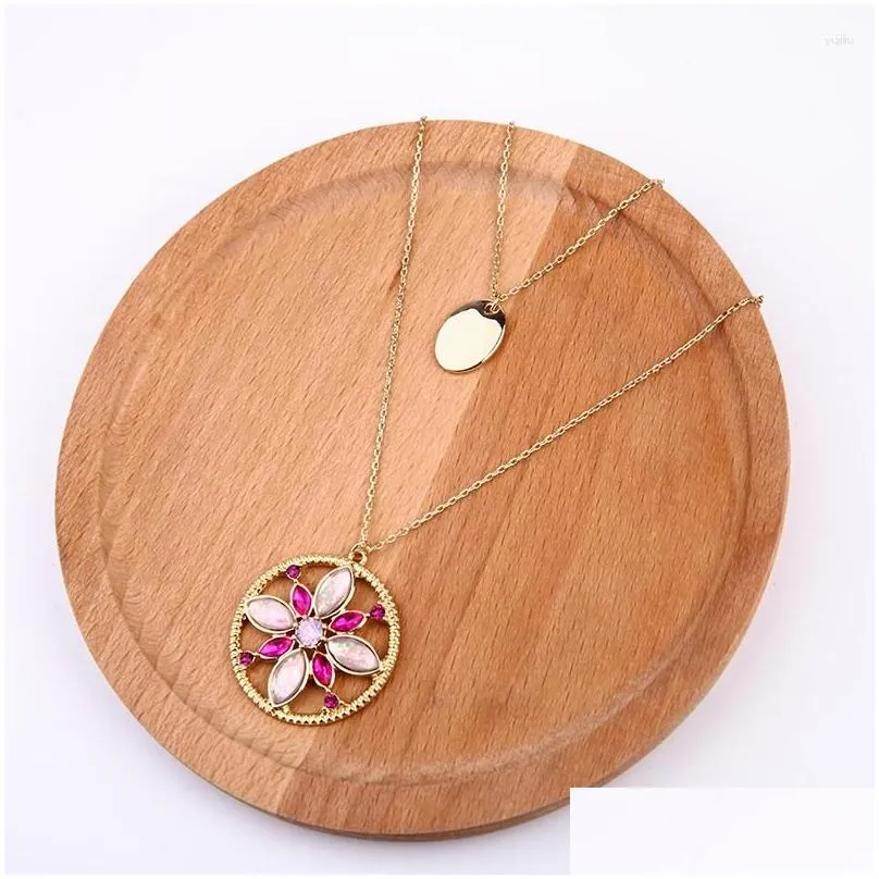 Pendant Necklaces Trendy Women Necklace Multilayer Enamel Flower Simulated Pearl Fashion Gift Accesspries