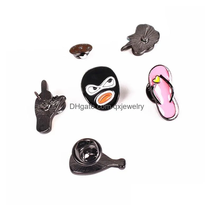 Pins, Brooches Cute Cartoon Slipper Cloud Mask Metal Kawaii Enamel Pin Badge Buttons Brooch Shirt Denim Jacket Bag Decorative For Dro Dhhxd