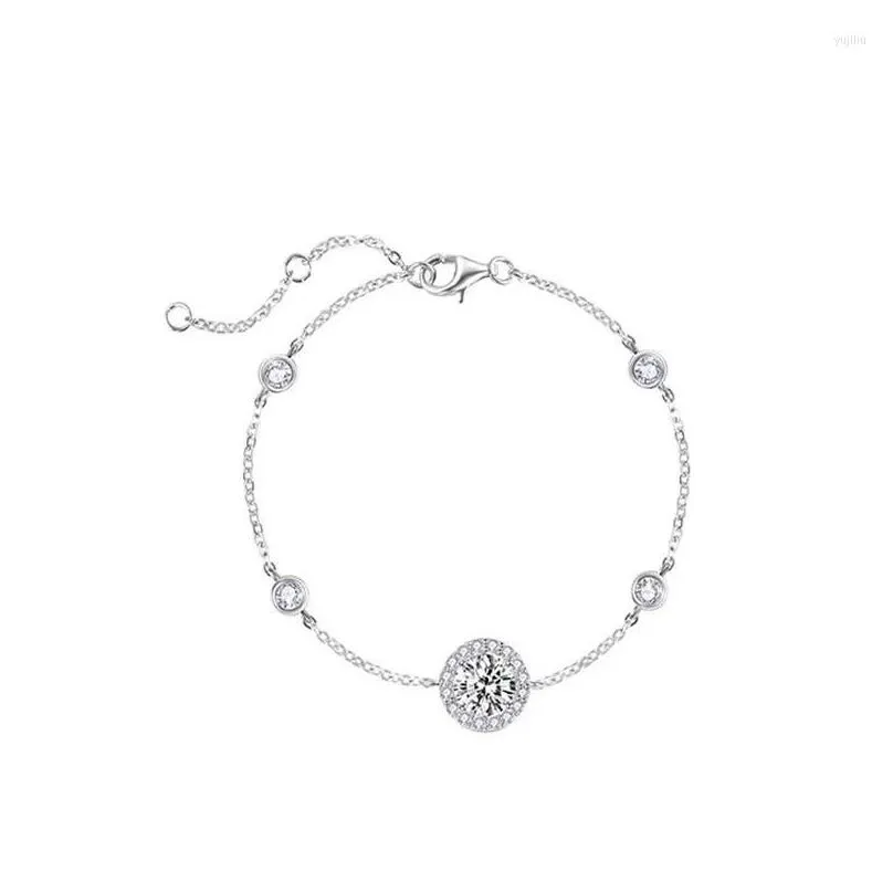 Link Bracelets 2023 Zircon Round Charm Bracelet &Bangle For Women Girls Classic Elegant Wedding Fashion Jewelry Sl366