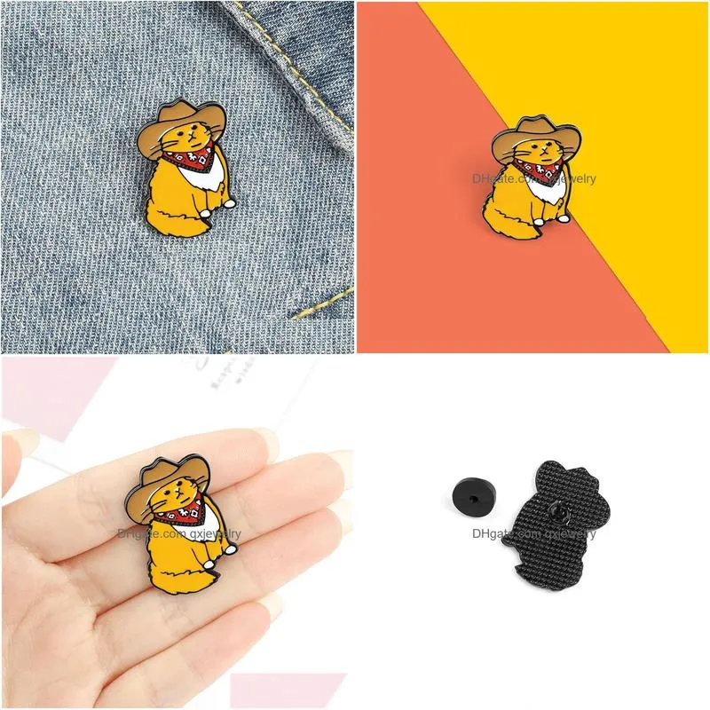 Pins, Brooches Pin For Women Cute Enamel Men Girl Fashion Jewelry Accessories Metal Vintage Badge Wholesale Gift Hat Cat Drop Deliver Dhbxj