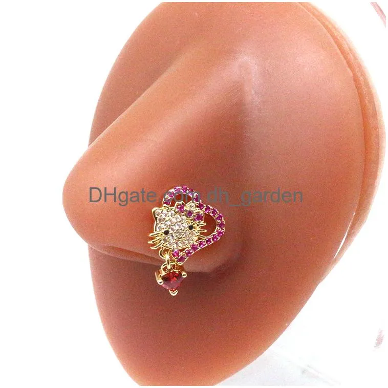 Beaded Nose Rings Mti Style Copper Inlaid Zircon Puncture Ring Jewelry Wholesal Drop Delivery Bracelets Dhgarden Dhymw
