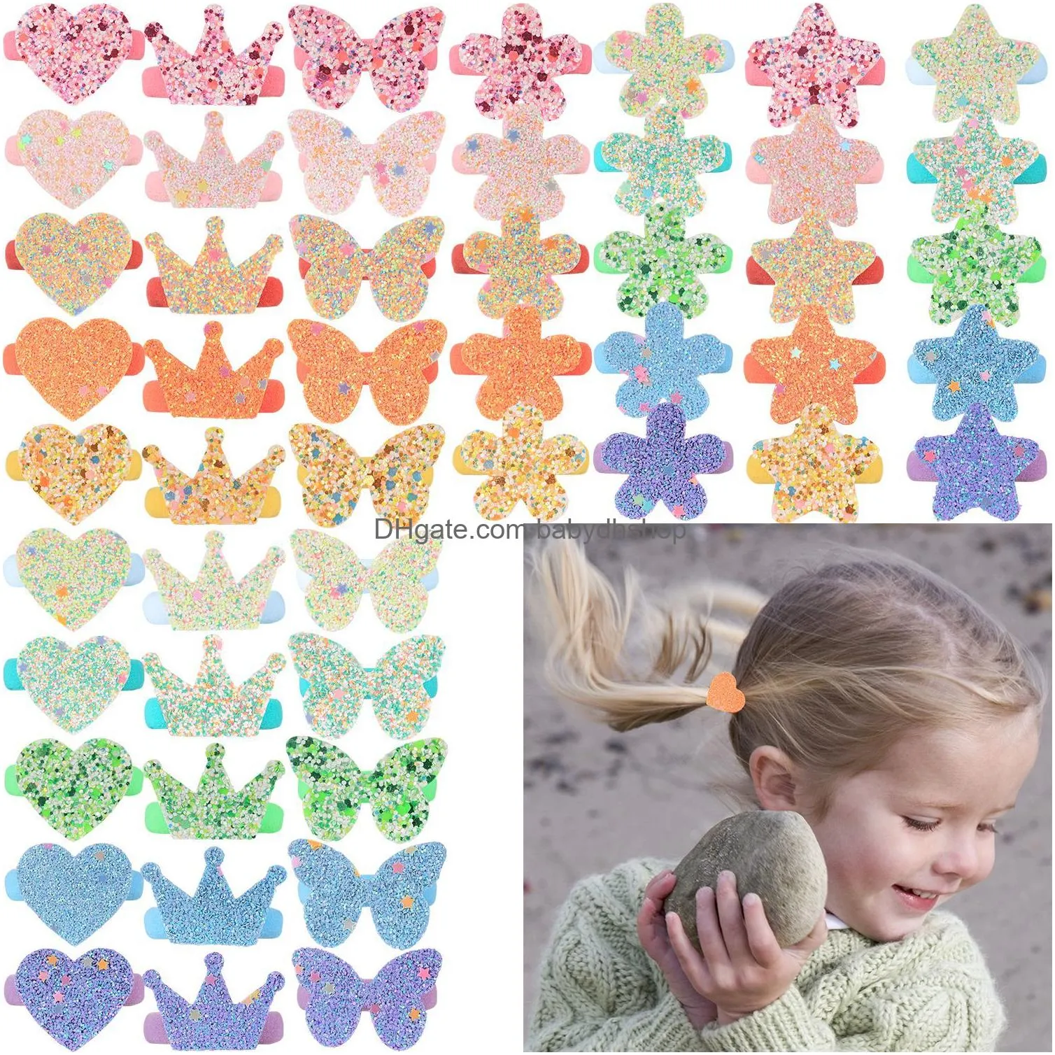 Hair Accessories 10 Pcs/Set Love Heart Flower Princess Headwear Headdress Children Ropes Girls Hairclips Kids Elastic Bands Wholesale Otuwc