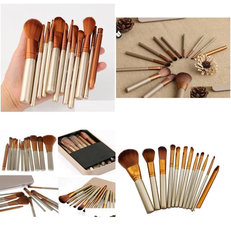 12 PCS Makeup Brushes Cosmetic Facial Make up Brush Tools Makeup Brushes Set Kit With Retail Box 5076334