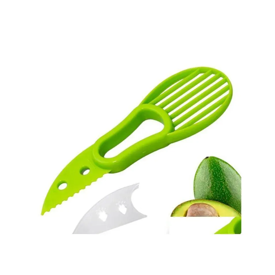 Fruit Vegetable Tools Mtifunction 3In1 Avocado Slicer Shea Corer Butter Peeler Cutter Pp Separator Plastic Knife Kitchen Drop Deli