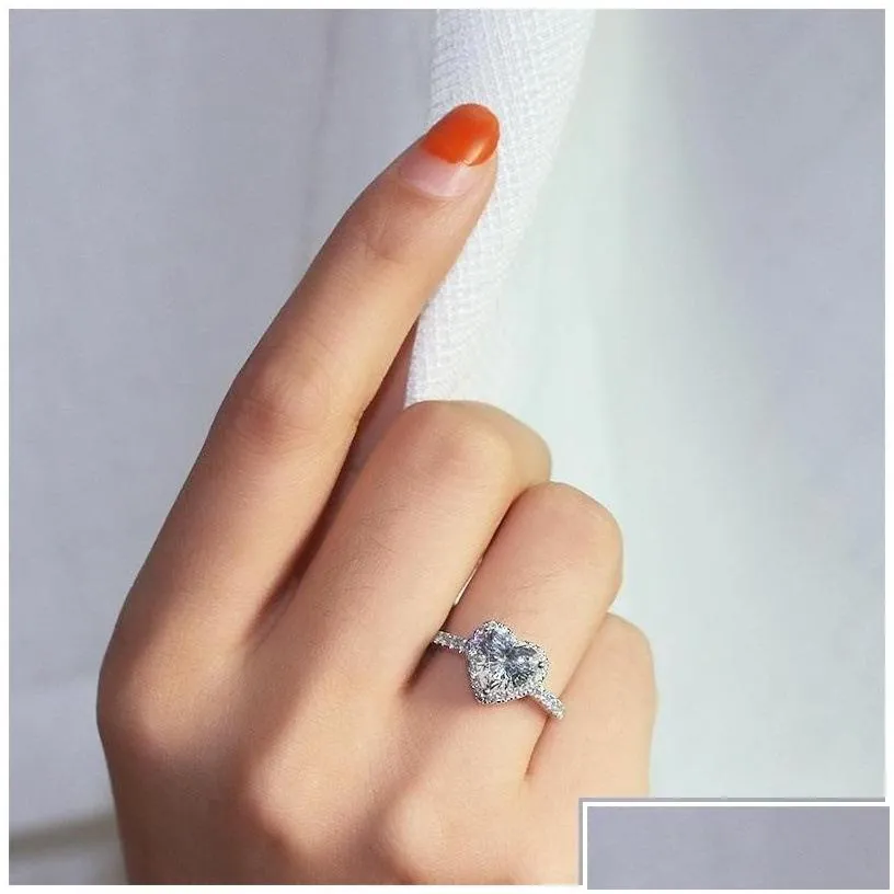 Wedding Rings Victoria Wieck Classical Luxury Jewelry 925 Sterling Sier Pear Cut White Topaz Cz Diamond Promise Eternity Heart Ring W
