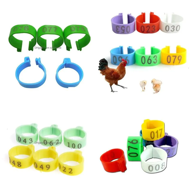 Other Pet Supplies Carriers 100Pcs/Bag Potry Farming Chicken Goose Duck Foot Ring Plastic Color For Identify Layer Broiler With Number Dh3Le