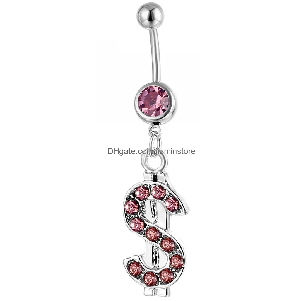 YYJFF D0113 Dollar Style Belly Button Navel Rings Mix Colors