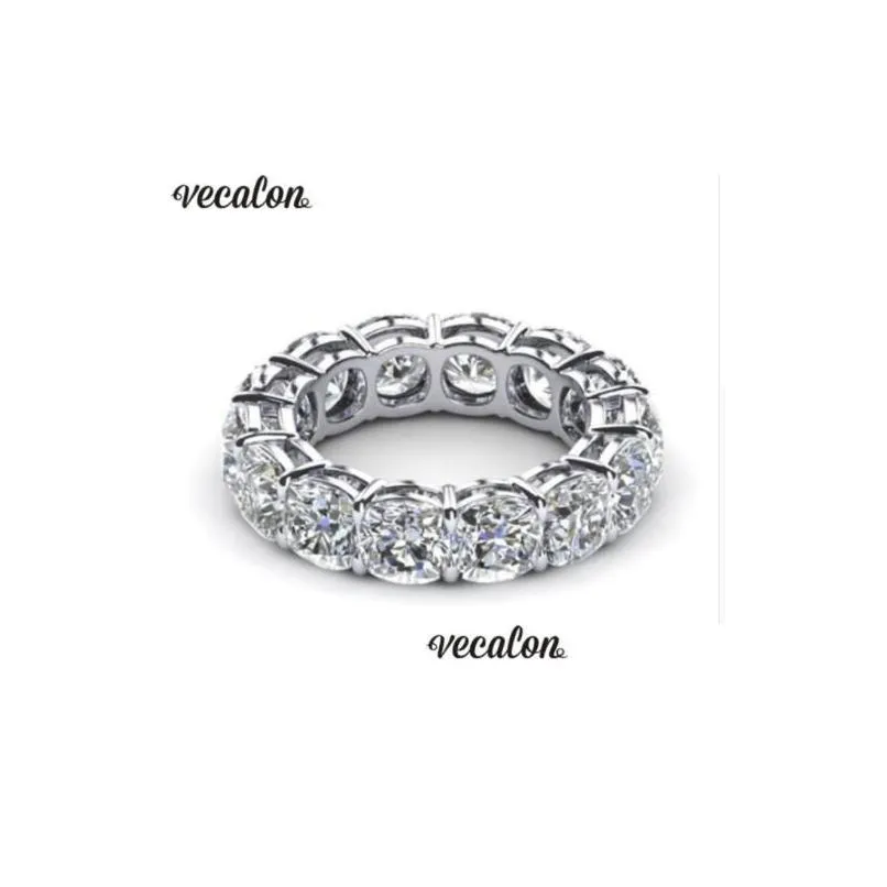 Vecalon 8 styles Lustre Promise Wedding Band Ring 925 Sterling Silver Diamond Engagement rings for women men Jewelry