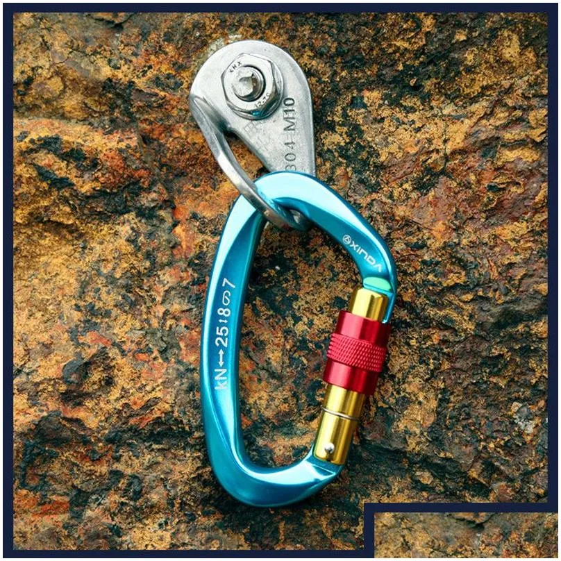 Climbing Ropes 5pcs 25KN Carabiner Professional Mountaineer Lock D Shape Aviation Aluminum Safety Clip Mountaineering Equipment 230801