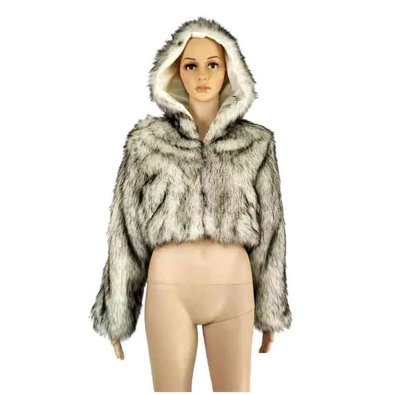 Women`S Fur & Faux Furry Coat Women Winter Led Mticolor Telecontrol Costume Jacket Warm Outerwear Overcoat Party 211213 Drop Delivery Dh5Qa