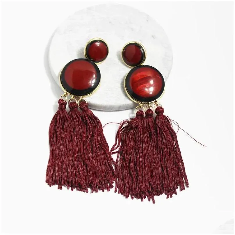 Stud Earrings Baroque Style Fashion Europe And The United States Show Tassel Round Multi-color Models Wild 957