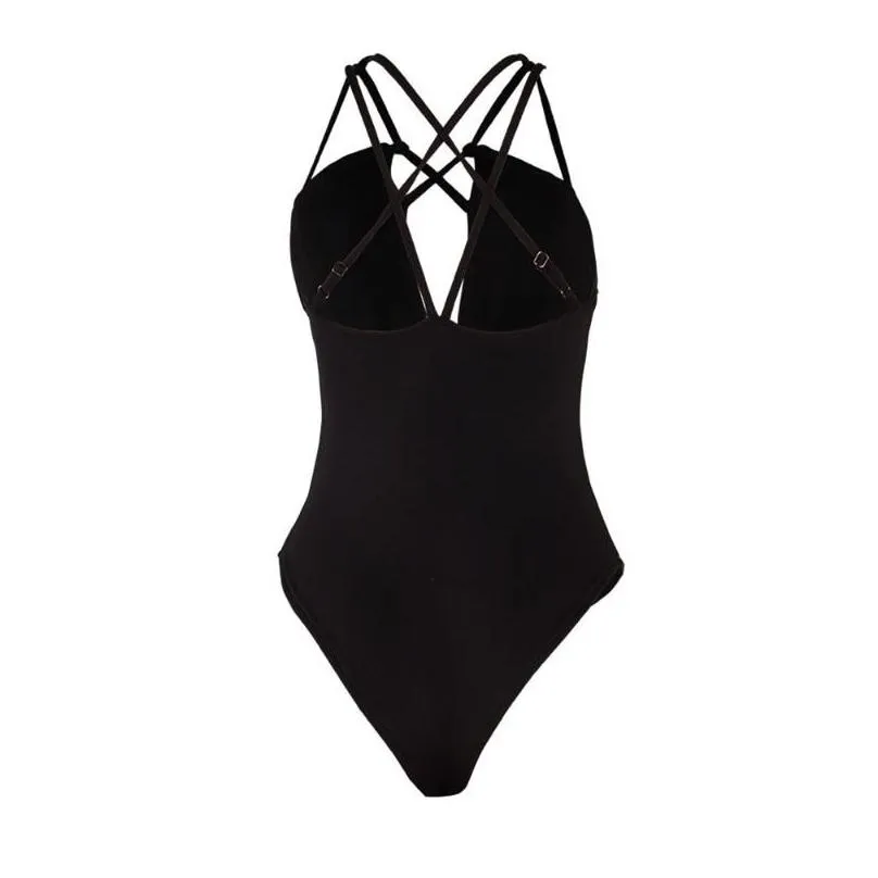 Women`s Jumpsuits & Rompers Est 2021 Spring Sexy Summer Black Crisscross Cami Bodysuit Sleeveless Body Suits Jumpsuit #2021.4.22