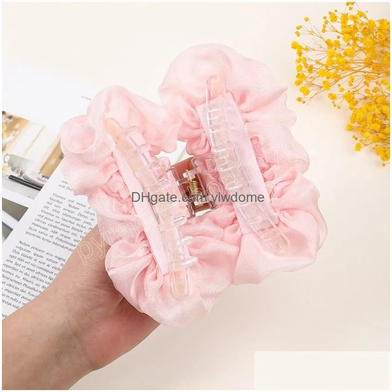 Hair Accessories Elegant Silk Chiffon Large Claw Women Fashion Flower Bow Barrettes Clamps Clips Ponytail Holder Drop Delivery Baby, K Dhyhc