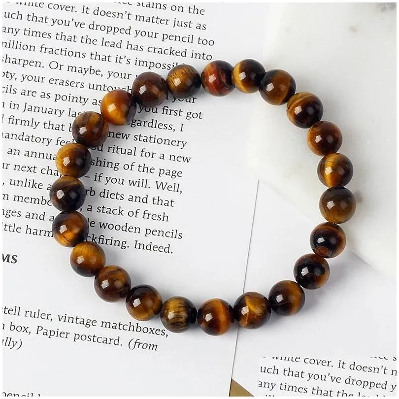 Strand Reiki Dream Tiger Eye Women 5A Energy Natural Stone Yoga Balance Bangles Men Buddha Prayer Elastic Rope Jewelry