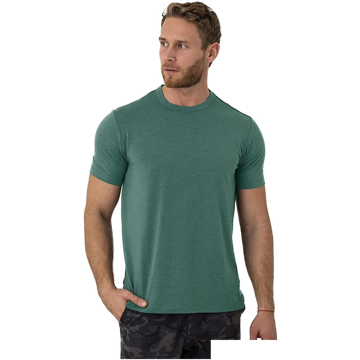 Men`S T-Shirts Mens 100% Merino Wool T Shirt Men Base Layer Soft Wicking Breathable Anti-Odor No-Itch Usa Size Drop Delivery Apparel C Dhnsm