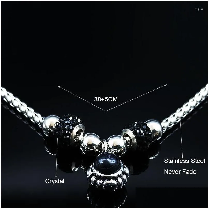 Pendant Necklaces Elephant God Crystal Stainless Steel Necklace Double Layer Silver Color Boho Jewerly Colgante N19587S08S08S08S08