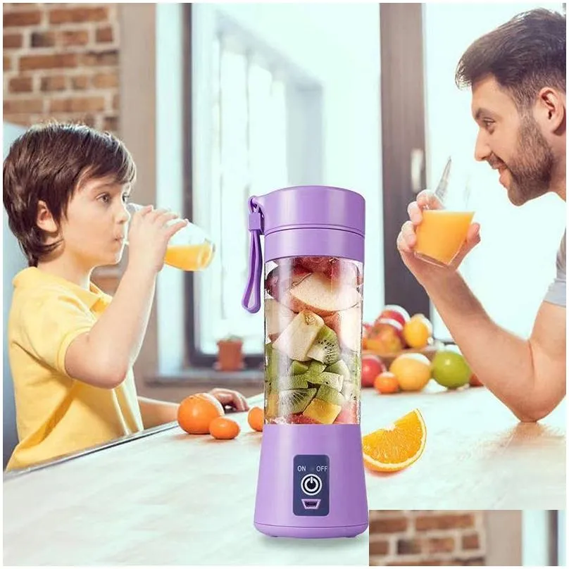 380Ml Juicer Personal With Travel Cup USB Portable Electric Blender Rechargeable Juicer Bottle Fruit Vegetable Kitchen Tools FMT2142