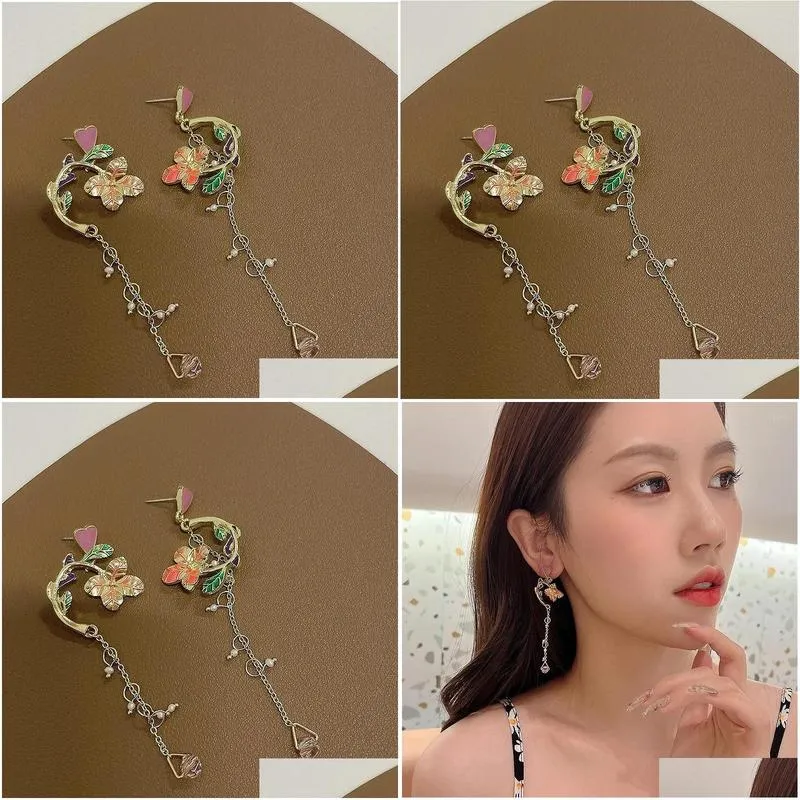 Dangle Earrings 10 Pair/lot Wholesale Metal Enamel Heart Leaf Flower For Women