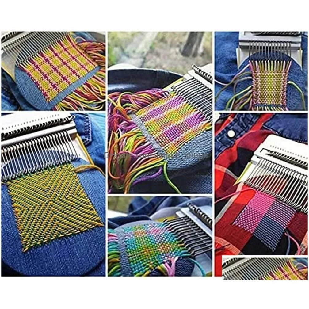 Craft Tools Darning Loom Speedweve Type Weave Tool Weaving Beginners Wooden Knitting Hine For Mending Jeans Socks Clothes 14 Hooks D