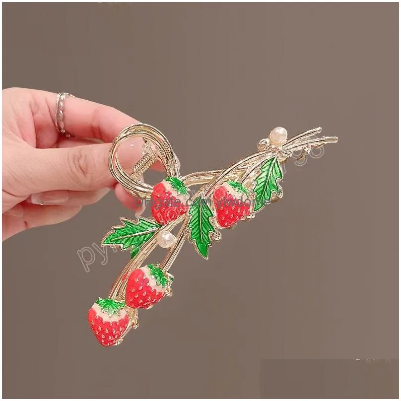 Hair Accessories Fashion Large Stberry Claw For Women Girls Clamps Crab Metal Ponytail Clip Headwear Drop Delivery Baby, Kids Maternit Dhv6K