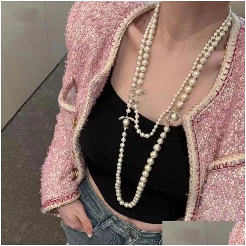 Fashion Long Pearl Necklaces for Women Men Party wedding lovers gift Bride Channel necklace Designer Jewelry With Flannel Bag