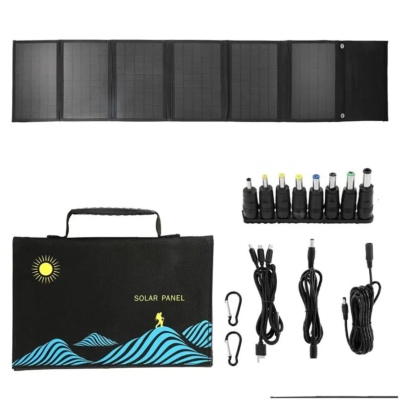 Solar Panels 100W Panel Folding Bag Usb Dc Output  Portable Foldable Charging Device Outdoor Power Supply 230210 Drop Delivery Dh2U3