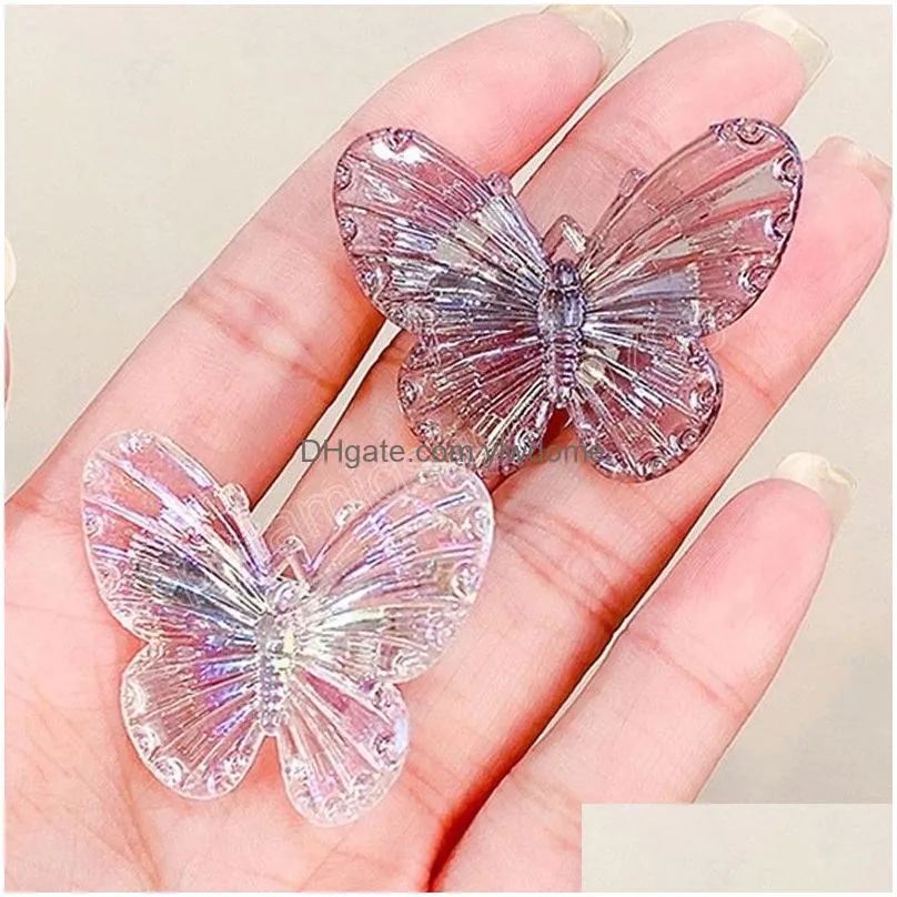 Hair Accessories Fashion Transparent Side Clip Butterfly Claw Girls Sweet Solid Clamps Barrettes Women Drop Delivery Baby, Kids Matern Dhrtt