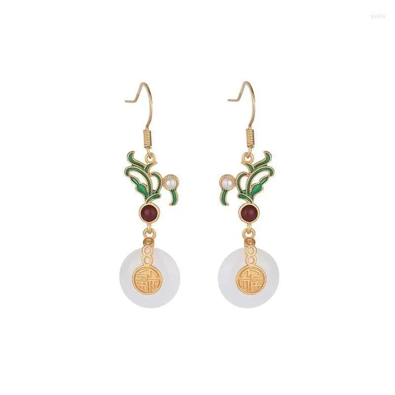 Dangle Earrings For Women 2023 Luxury Designer Chinese Round Vintage Cosplay Party Jewelry Flower Wedding Holiday Gifts With Box