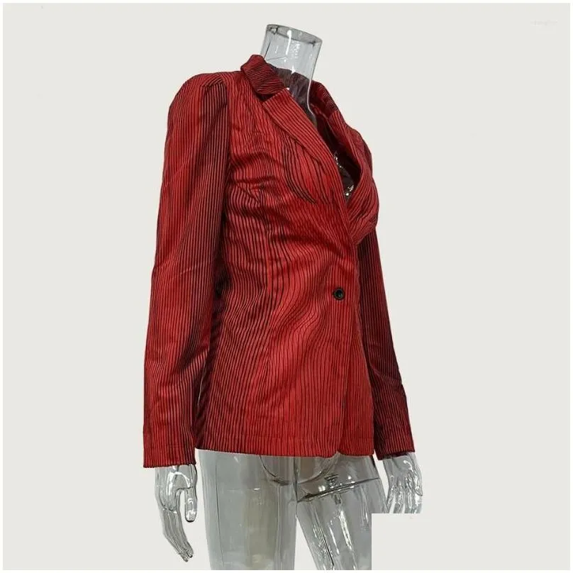 Women`s Tracksuits Vintage Red Corduroy Body Map Optical Illusion Lapel Collar Blazer Jacket In The Style Of Kyliejenner