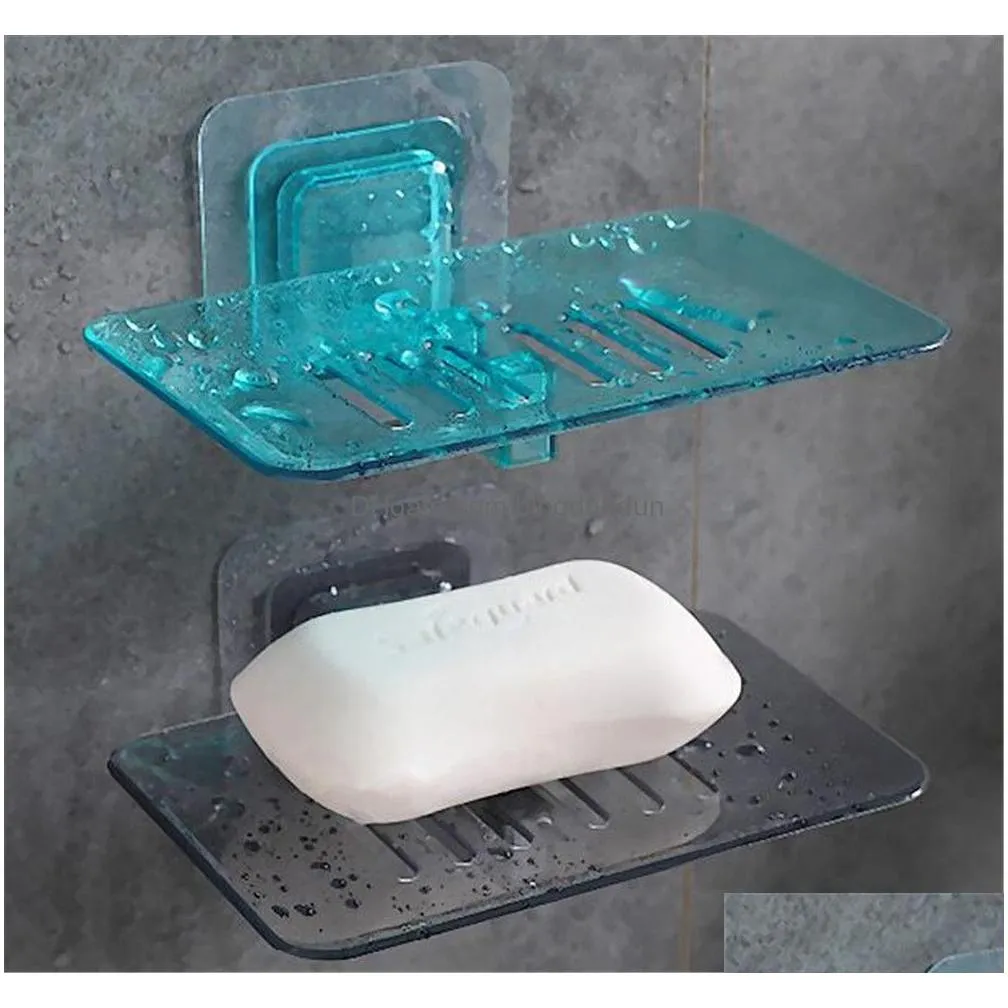 Soap Dishes Drain Sponge Holder Bathroom Organizer Wall Mounted Storage Rack Soap Box Kitchen Hanging Shelf XB1