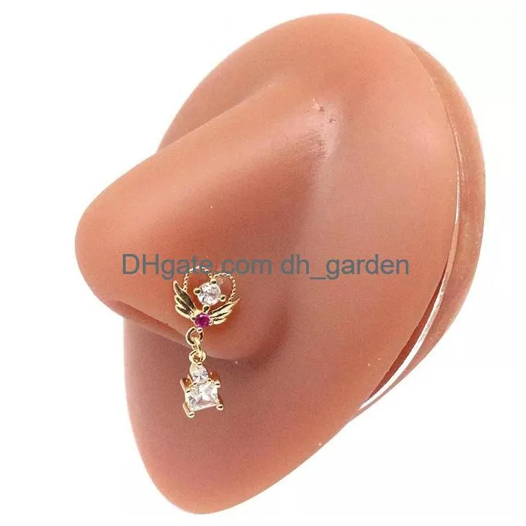 Beaded Color Mixing Fashion Body Piercing Jewelry Y Zircon Gold Eyebrow Bar Lip Nose Barbell Ring Navel Earring Gift Drop D Dhgarden Dhv5R