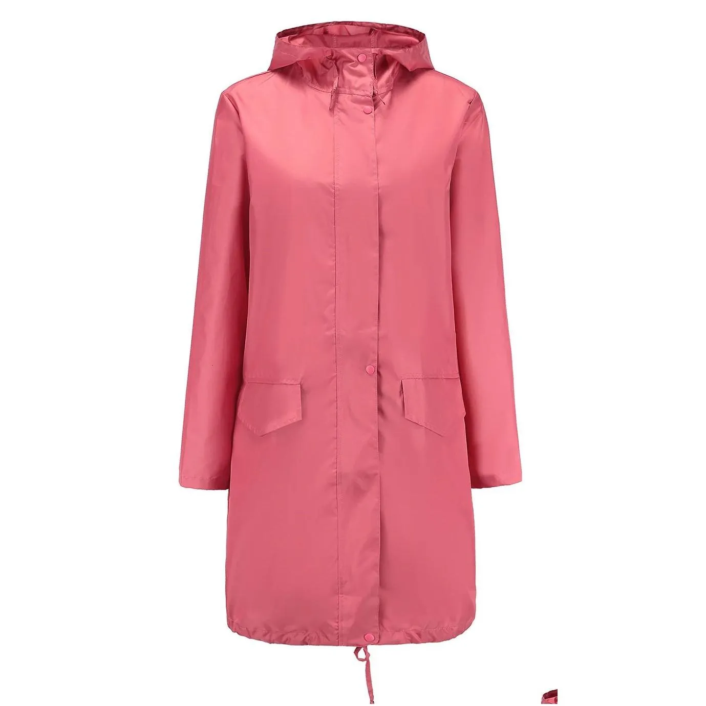 Rain Wear Freesmily Women`s Stylish Raincoat Waterproof Poncho with Hood and Pockets 231025