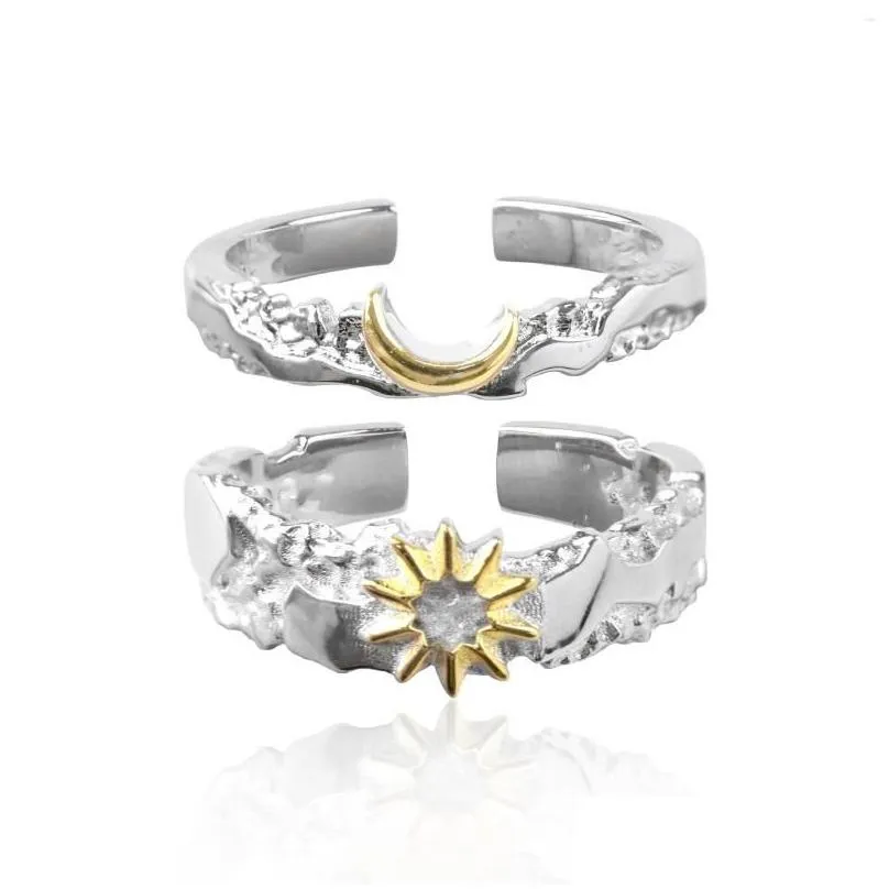 Cluster Rings Selling Silver Color Fashion Men And Women Eternal Sun Moon Couple Opening Ring Gift J1360