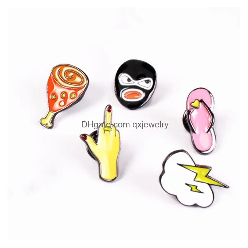 Pins, Brooches Cute Cartoon Slipper Cloud Mask Metal Kawaii Enamel Pin Badge Buttons Brooch Shirt Denim Jacket Bag Decorative For Dro Dhhxd