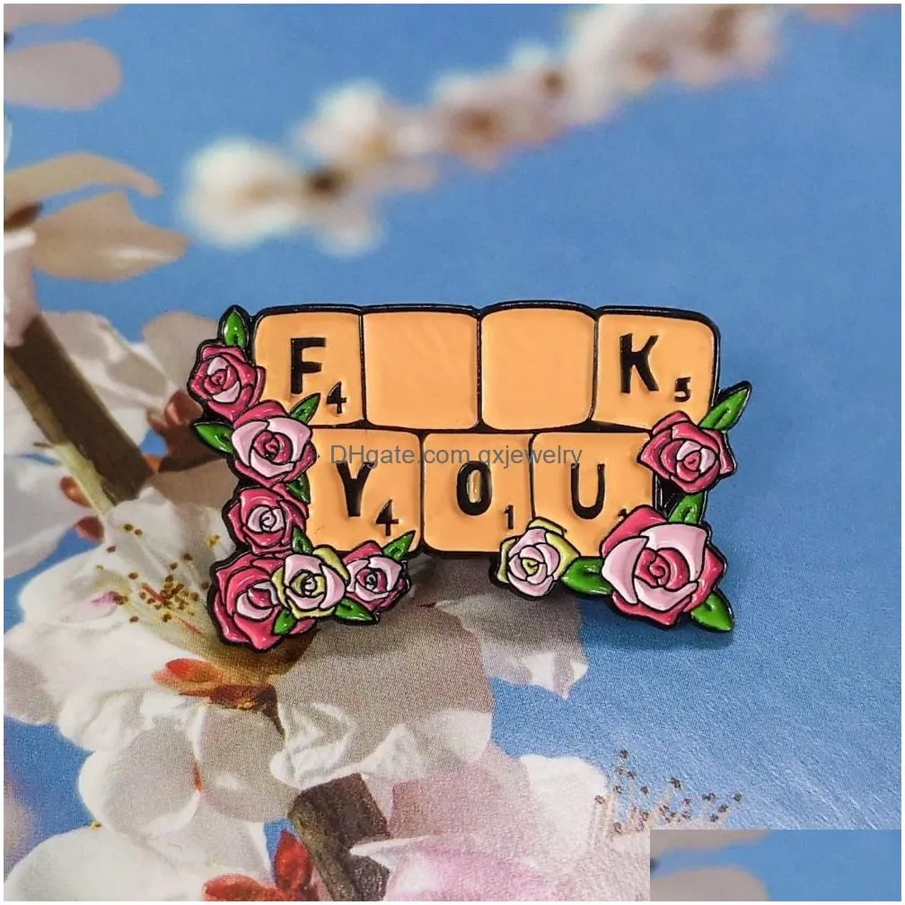 Pins, Brooches Pins For Women Cute Small Flower Letter Funny Enamel Christmas Demin Shirt Decor Brooch Pin Metal Kawaii Badge Fashion Dhojs