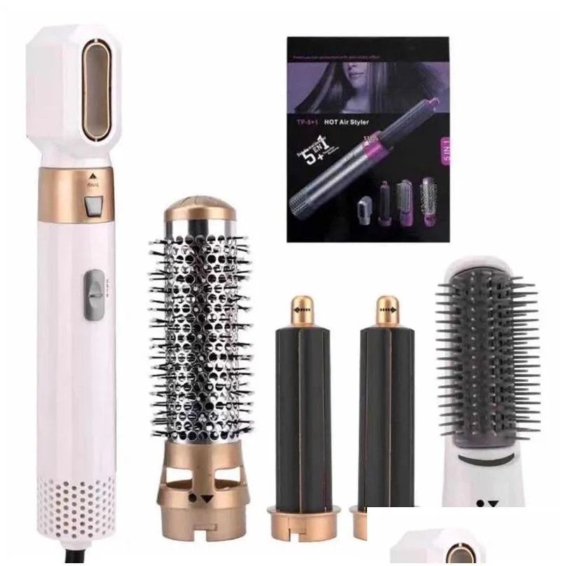 Other Health & Beauty Items Electric Hair Brush 5-In-1 Heated Comb Matic Curling Iron Professional Rod Home Air Styling Toolkit Suctio Dhzvy