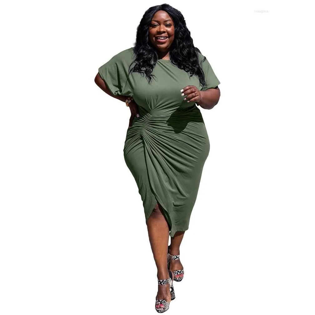 Plus Size Dresses 5XL T Shirt Dress Women Drawstring Empire Robe Summer Solid Fashion Streetwear Casual Oversize Vestidos 2023