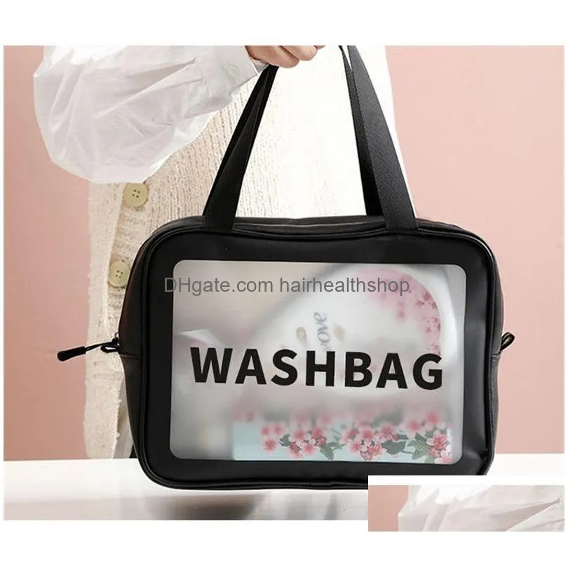 Translucent Frosted Cosmetic Bag Portable Large Capacity Zipper Toiletry Pouch Waterproof Makeup Organizer Storage Package