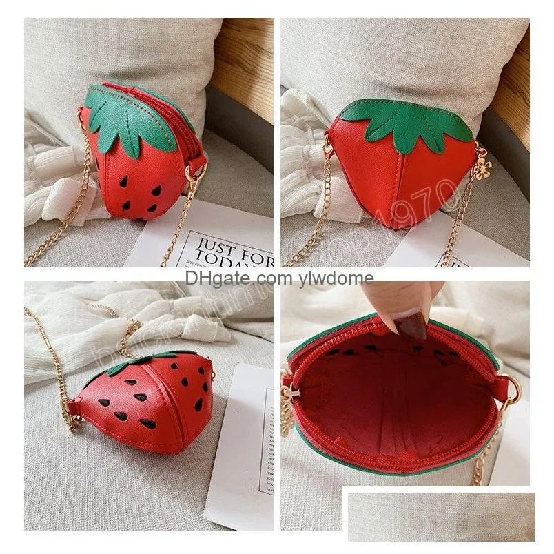 Purse Children Mini Cute Little Girls Fruit Stberry Crossbody Bags Kawaii Kids Small Coin Pouch Baby Wallet Drop Delivery Baby, Matern Dh1El
