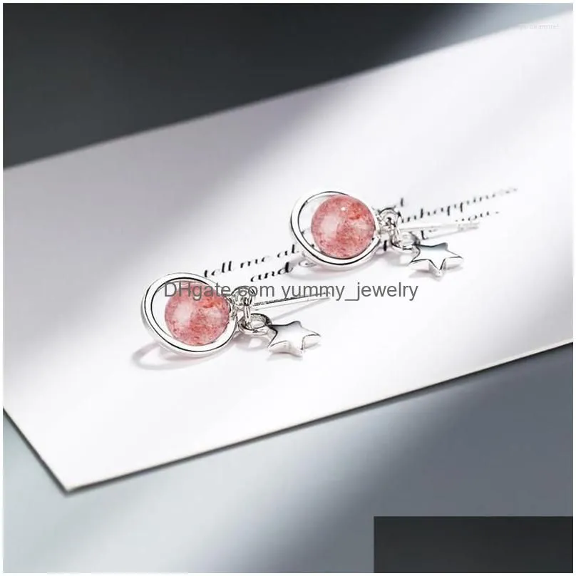 Stud Stud Earrings Sole Memory Creative Stberry Crystal Stars Sweet Cute  Sier Color Fashion Female Sea588 Drop Delivery Jewelry