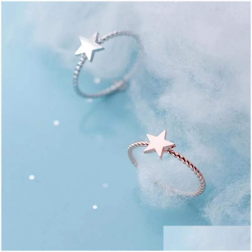 Cluster Rings 2023 HF JEL Women 925 Sterling Silver Rose Gold Color Star Wedding For Girl Party Bands Jewelry