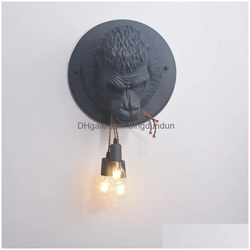 Nordic Modern Wall Lamp Resin Monkey Lamp Home Deco Orangutan Wall lamps Bedroom Living Room Light Fixtures Creative Wall Light255M