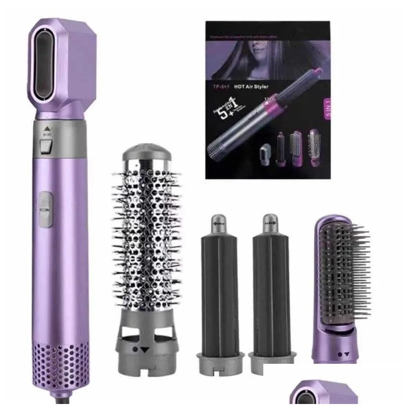 Other Health & Beauty Items Electric Hair Brush 5-In-1 Heated Comb Matic Curling Iron Professional Rod Home Air Styling Toolkit Suctio Dhzvy