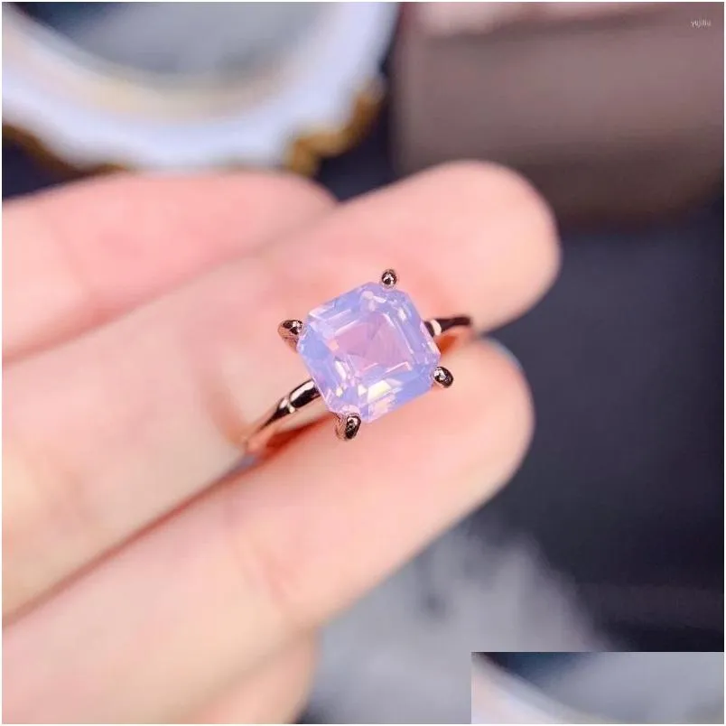 Cluster Rings February Birthstone Ring 925 Silver Natural Amethyst Rose Gold Lavender Wedding Gemstone Jewelry