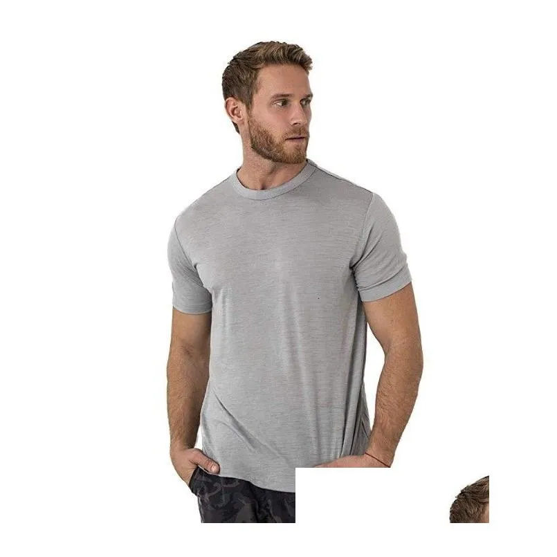 Men`S T-Shirts Mens 100% Merino Wool T Shirt Men Base Layer Soft Wicking Breathable Anti-Odor No-Itch Usa Size Drop Delivery Apparel C Dhnsm