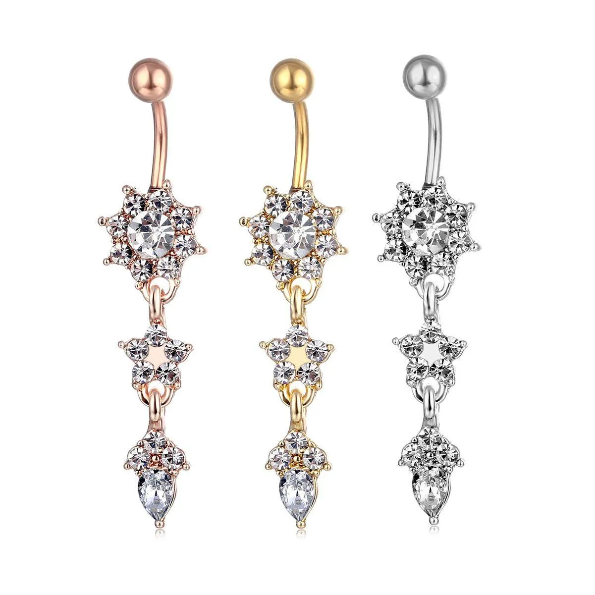 YYJFF D0684-2 ( 3 colors ) Nice styles clear color Navel Belly Button Ring piercing body jewlery 1.6*11*5/8