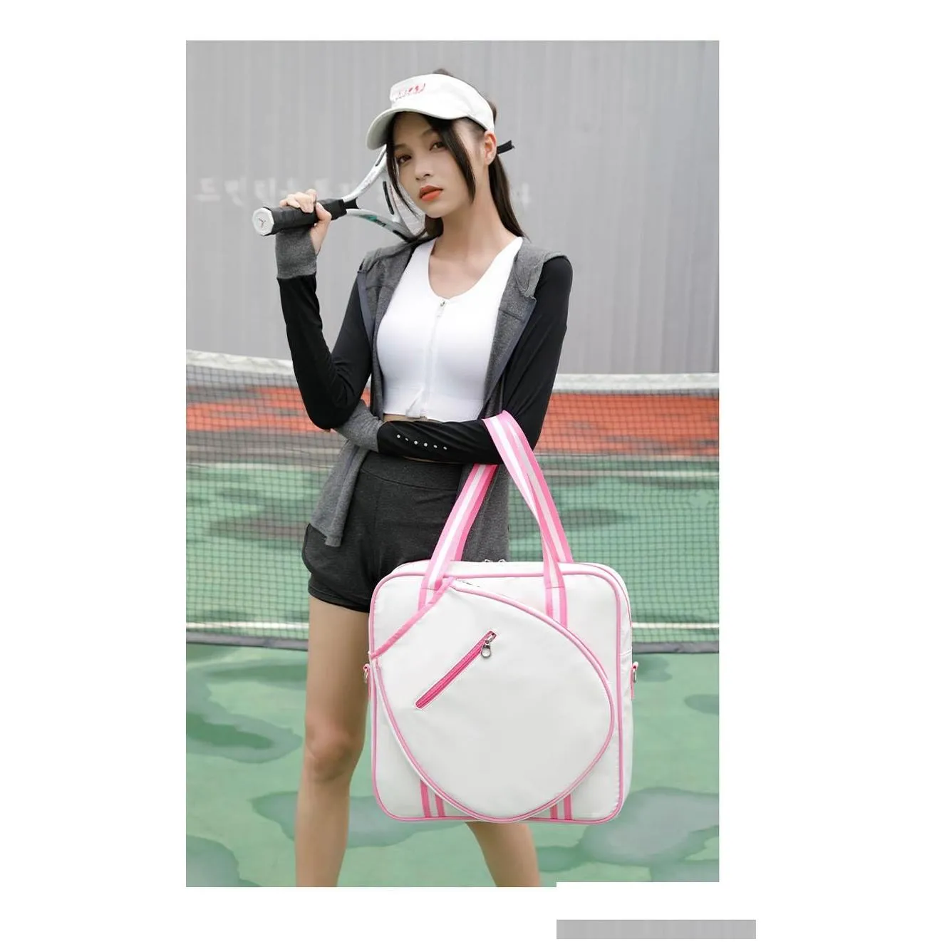 Outdoor Bags Women Pink White Tennis Bag Fashion Stylish Squash Padel Handbag Large Capacity Portable Laptop Tenis Single Shoulder