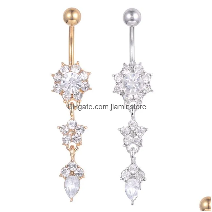 YYJFF D0684-2 ( 3 colors ) Nice styles clear color Navel Belly Button Ring piercing body jewlery 1.6*11*5/8