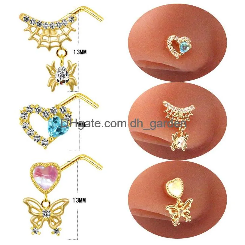 Beaded Nose Rings Mti Style Copper Inlaid Zircon Puncture Ring Jewelry Wholesal Drop Delivery Bracelets Dhgarden Dhxmp