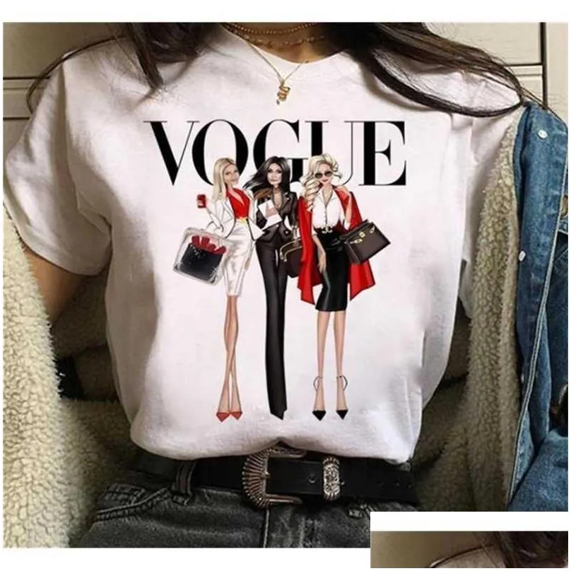 Women`S T-Shirt Retail Womens Designer T-Shirts Plus Size Xs-4Xl Summer Fashion White Cartoon Printed Short Sleeve Tops Loose Clothing Dhlsb